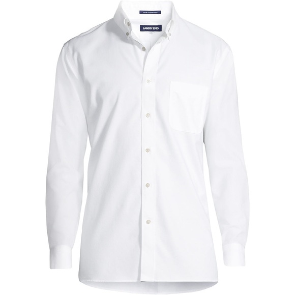 Lands End Men's Tailored Fit No Iron Solid Supima Cotton Oxford Dress Shirt - Picture 9 of 9